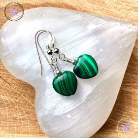 Malachite Heart Earrings